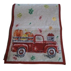 Tapestry Fall Red Truck Rectangular Autumn Leaves Table Runner 13 X 68
